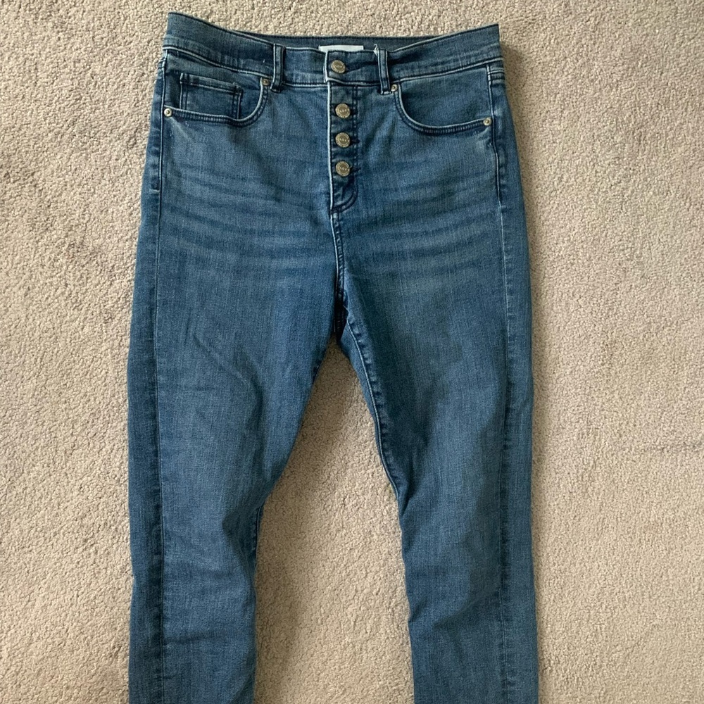 Loft size 7 fringe ankle high rise jeans